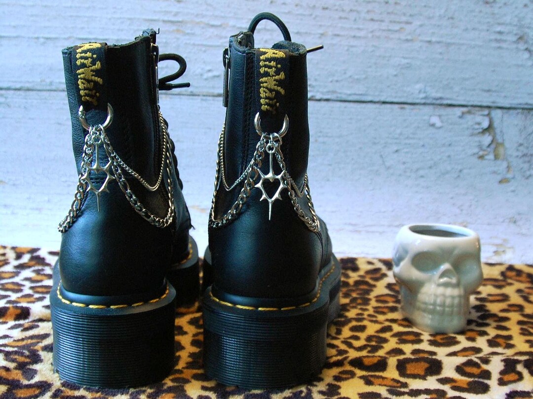Spikey Heart Cyber Sigilism Boot Chains for a Spooky Y2K Look Perfect ...