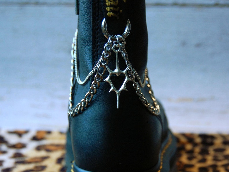 Heart Cybersigilism Boot Chains for a Spooky Cyber Goth Y2K Look - Perfect Jewelry Gift for Doc Martens image 2