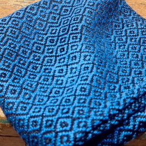 Bamboo Washcloth, Handwoven Bird's Eye Pattern, Assorted Colors Blue/Black