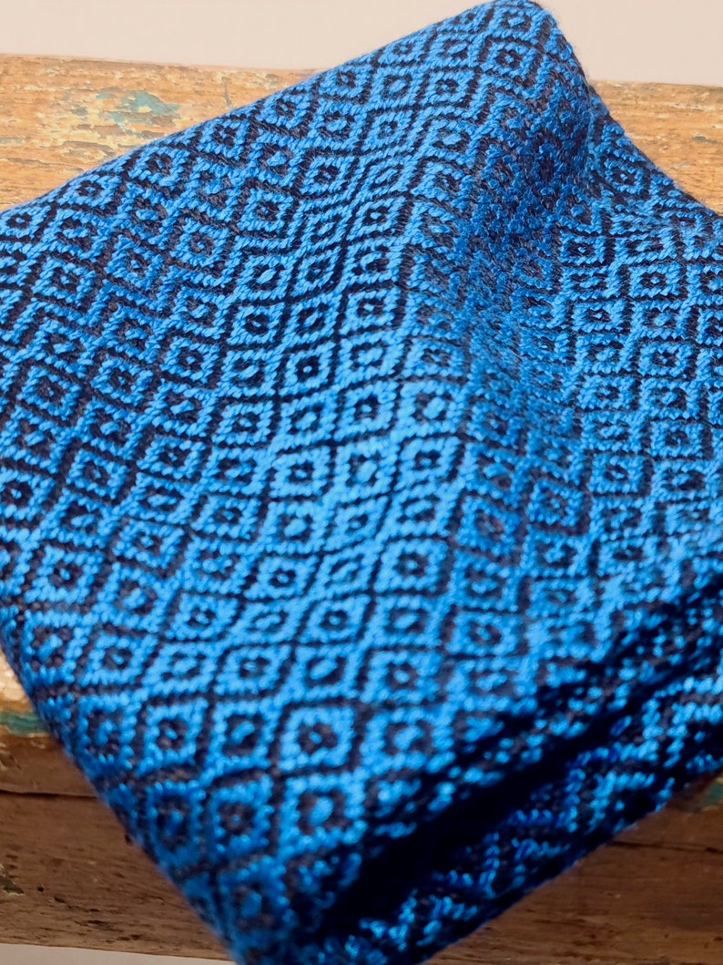 Bamboo Washcloth, Handwoven Bird's Eye Pattern, Assorted Colors Blue/Black