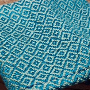 Bamboo Washcloth, Handwoven Bird's Eye Pattern, Assorted Colors Teal/Soft Green