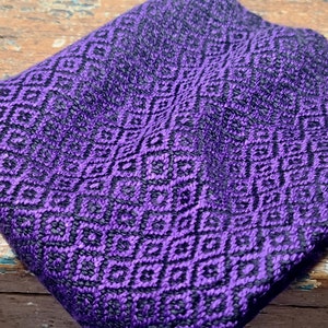 Bamboo Washcloth, Handwoven Bird's Eye Pattern, Assorted Colors Purple/Black