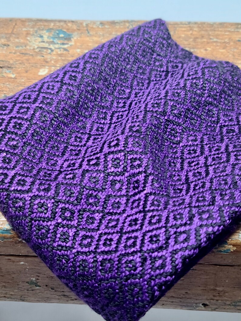 Bamboo Washcloth, Handwoven Bird's Eye Pattern, Assorted Colors Purple/Black