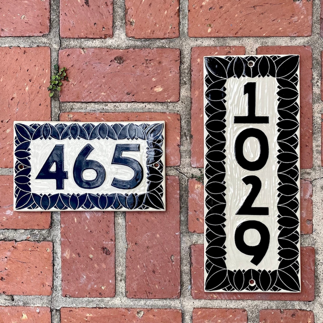 Classic Address Sign Sgraffito House Number Plaque/tile Etsy