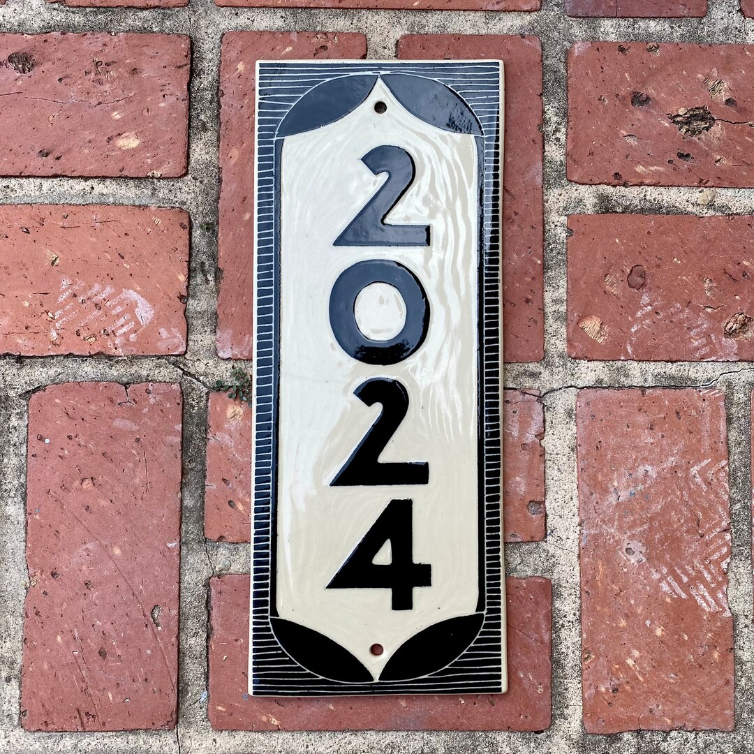 Classic Address Sign Sgraffito House Number Plaque/tile Etsy