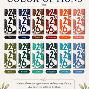 May include: A color chart displaying twelve rectangular tiles, each featuring the number 226 and a floral relief pattern. The tiles are shown in black, navy, chestnut, cinnamon, coral, salmon, leaf, forest, jade, bluegrass, marine, and bluebell.