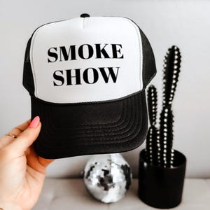 Smoke Show Black and White Foam Trucker Hat | Smoke Show | Trendy Trucker Hat |  Trendy Summer Trucker Hat