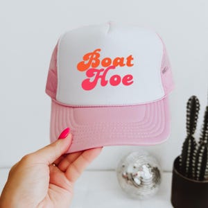 Boat Hoe Foam Pink Trucker Hat | Pink Trucker Hat | Mesh Snapback | Trendy Trucker Hat | Pink Snapback for Her
