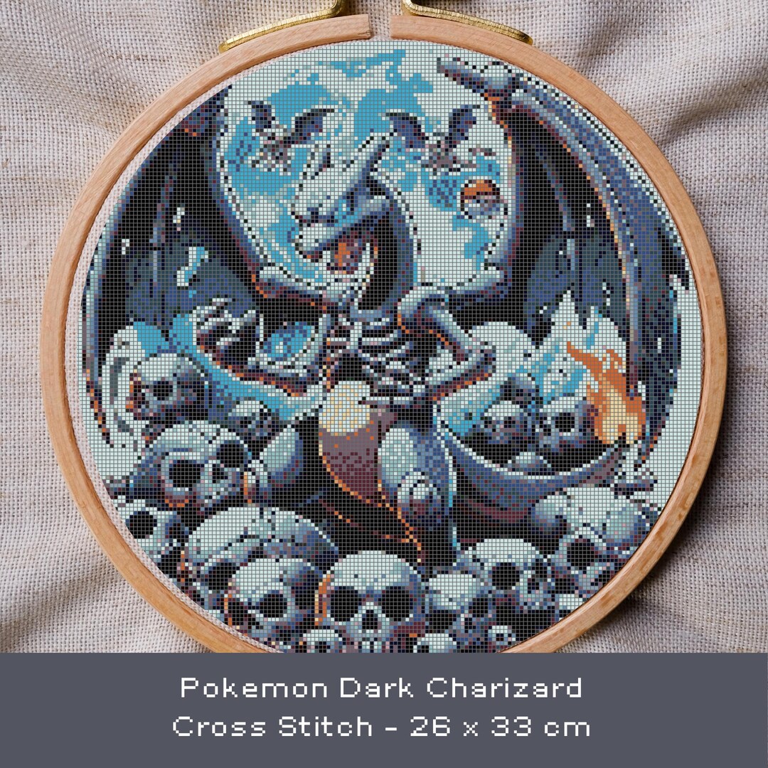 Pokemon Dark Charizard Cross Stitch Pattern. PDF Downloads. Tshirts