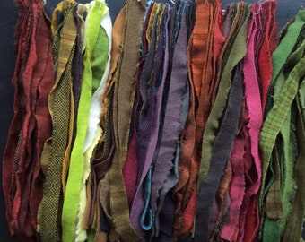 Hand dyed wool fabric selvages. Jewels.