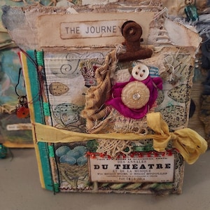 Junk Journal Tattered Booklet SunshineSari Ribbon, Lace, Magical, One of a Kind, OOAK, Imagination, zdjęcie 1