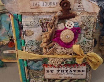 Junk Journal Tattered Booklet *Sunshine*Sari Ribbon, Lace, Magical, One of a Kind, OOAK, Imagination,