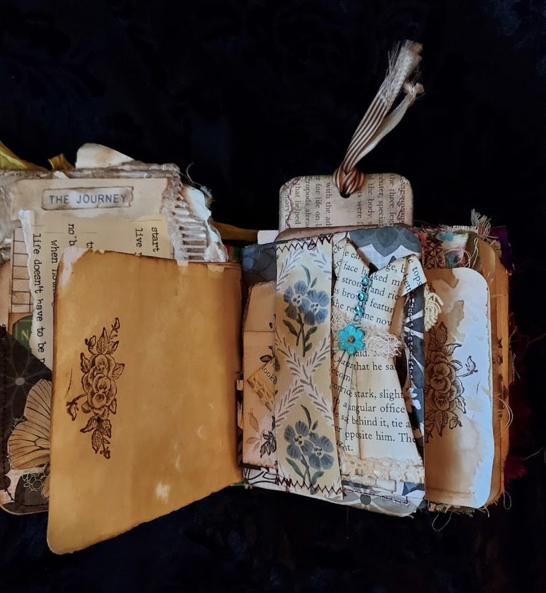 Junk Journal Tattered Booklet SunshineSari Ribbon, Lace, Magical, One of a Kind, OOAK, Imagination, zdjęcie 8