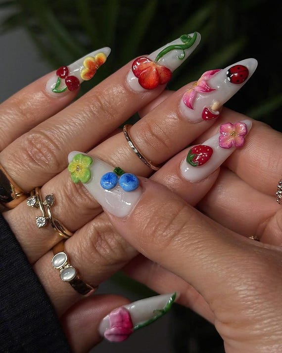 ★フルーツネイル★3Dネイルパーツ FRUITS ZIPPER🍒 ネイルパーツやチップのオーダー受け付けております