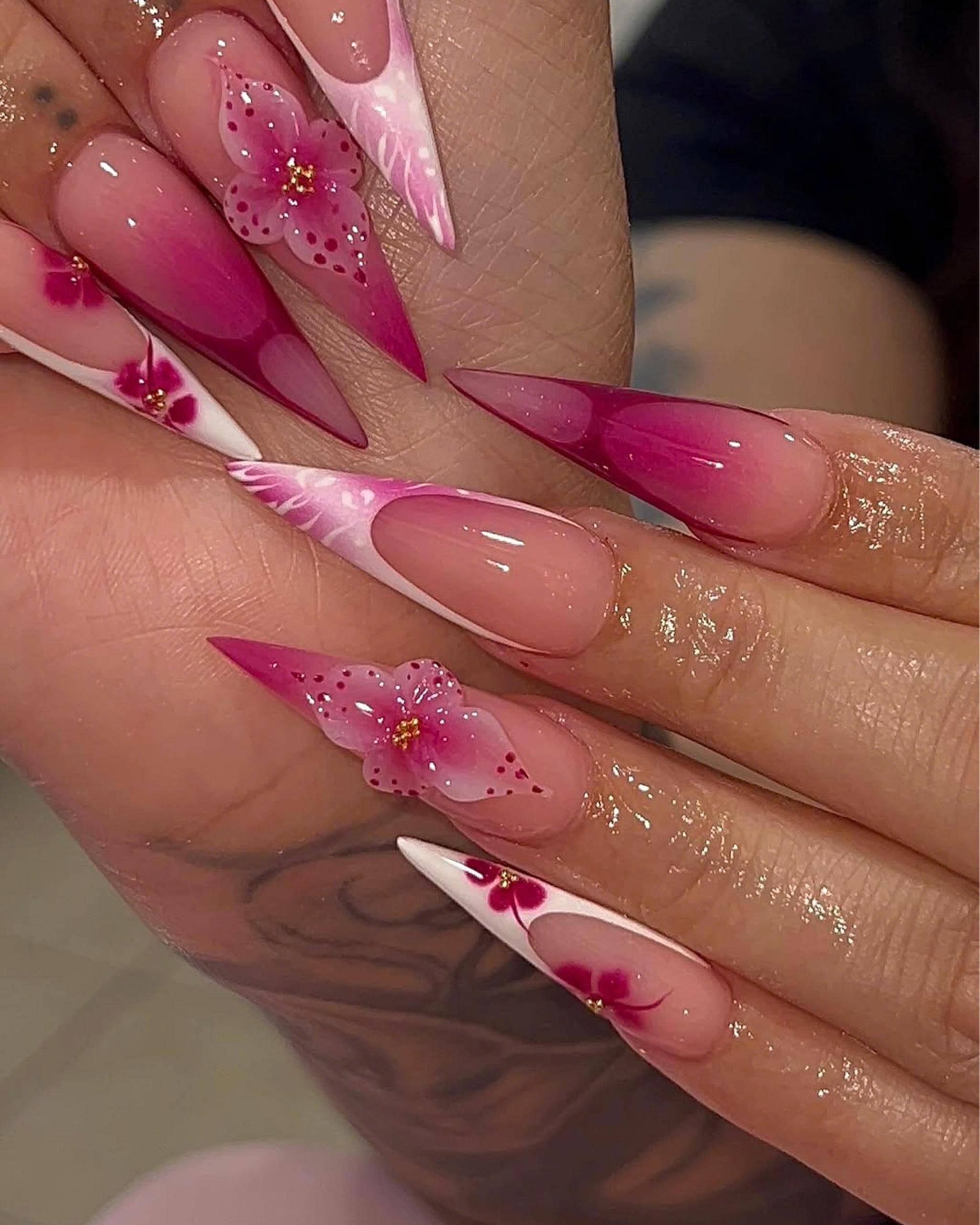 Hot pink french nails Italia