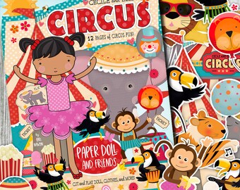 Circus Paper Dolls, Paper Doll Book, Kids Craft Kit, Kids Travel Activity, Circus, Lori Nawyn, Huckleberry Moose