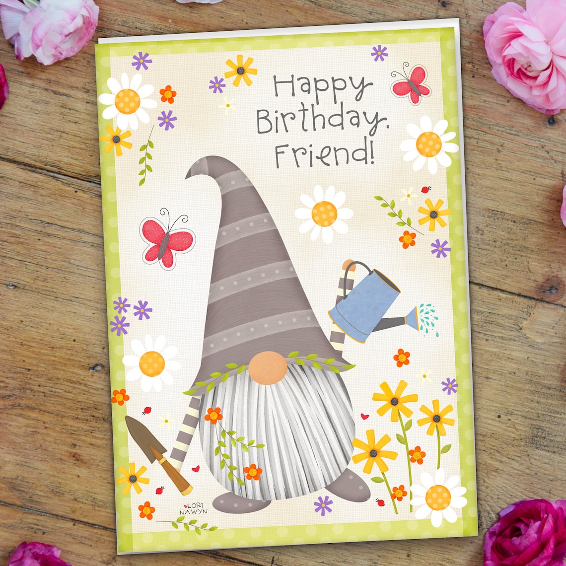 Garden Gnome Birthday Card, Garden Birthday Card, Garden Gnome, Lori
