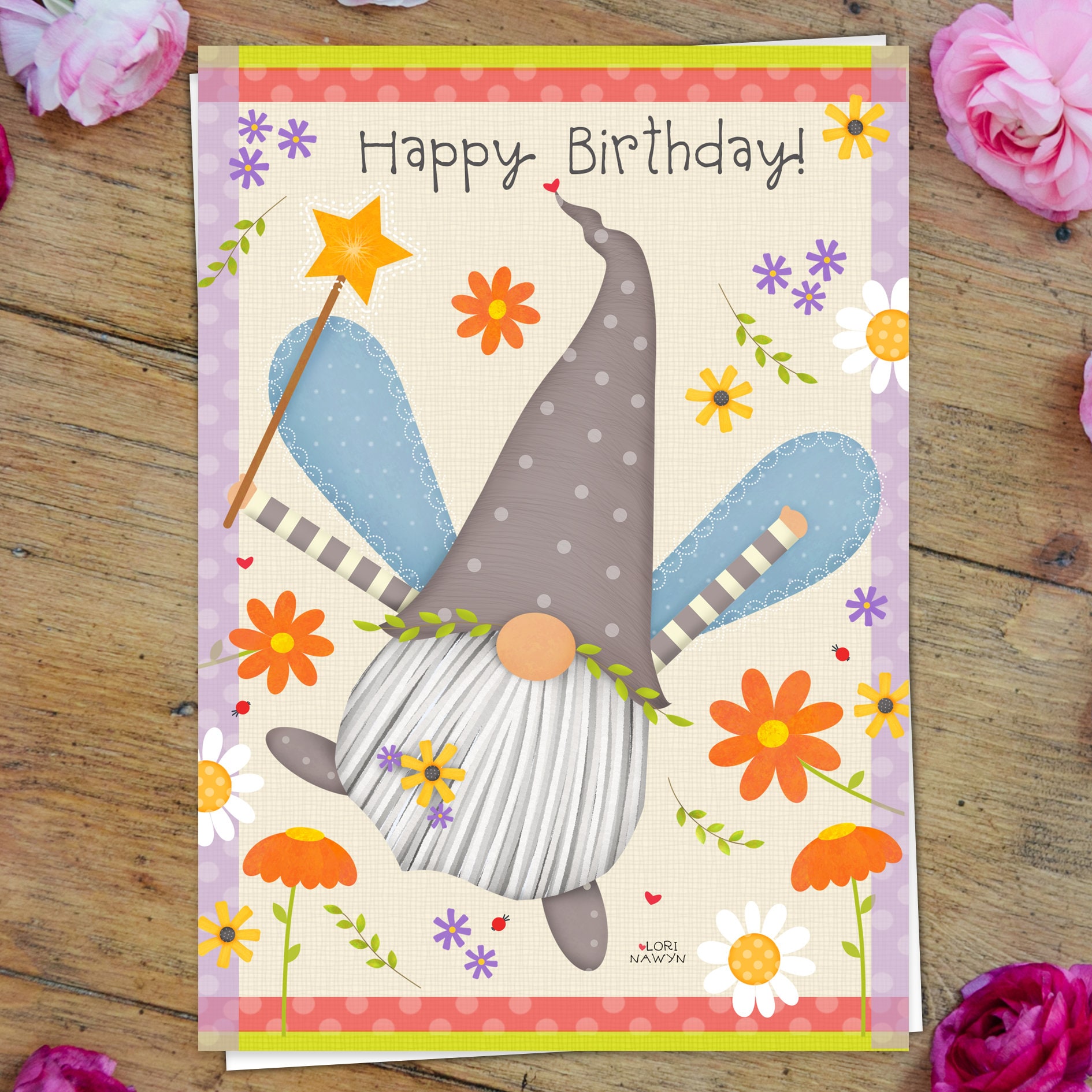 Birthday Gnome Card Garden Gnome Spring Birthday Card Lori - Etsy