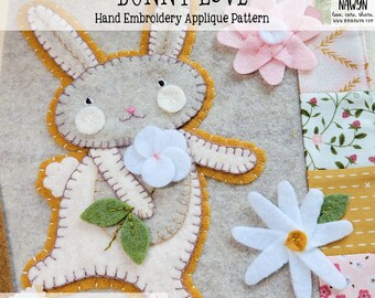 PDF Pattern Easter Bunny Applique, Lori Nawyn, Easter Craft, Spring, Pastel, Embroidery