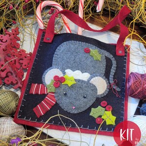 Mamie Mouse Peppermint Bag Applique Embroidery Kit -- Printed Pattern or Kit, Options Below