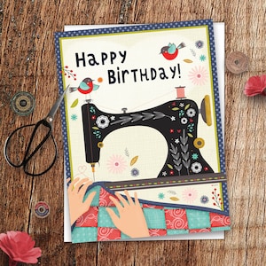 Quilt Birthday Card, Quilt Greeting Card, Sewing Birthday Card, Sewing, Quilt, Birthday Card for Quilter, Quilting, Sewing Machine