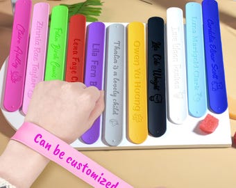 Personalized Silicone Slap Bracelet Snap Band Gift for Kids Custom Name Phone Emergency Contact Wristband Children&#39;s Engraved Bracelet Band