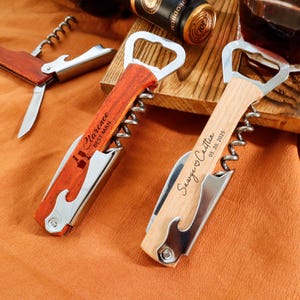 Custom Engraved Wine Opener Personalised Corkscrew Ideal Gift for Groomsmen Custom Beer Bottle Opener Business Event Gifts Wedding Favour