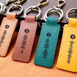 Custom Spotify Leather Keychains, Scannable Music Keyring, Personalized Gifts, Song Spotify Code Key Fob, Laser Engraved