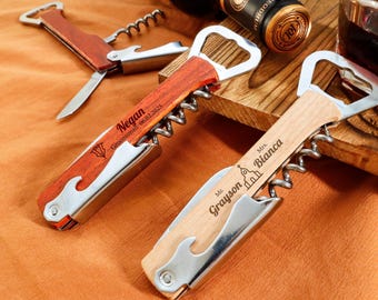 Custom Wedding Wine Bottle Opener, Wine Cork Screw, Personalized Wedding Gift, Beer Bottle Opener, Groomsmen Gifts, Custom Business Gift