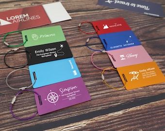 Personalized Metal Luggage Tags, Custom Engraved Aluminum Tags, Personalised Name ID Luggage Tags, Backpack Tags, Travel Suitcase Tags
