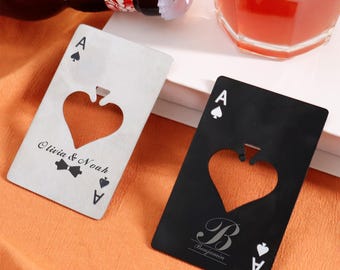 Personalisierter Poker Öffner, Ace of Spades Flaschenöffner, Laser gravierter Name Flaschenöffner, Trauzeugen Geschenk, Benutzerdefinierte Hochzeitsfeierbevorzugung