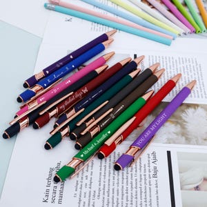 Custom Engraved Name Pen, Soft Touch Ballpoint Pens, Office Supply Pens, Custom Logo Website Company Giveaway Pen, Personalized Wedding Gift
