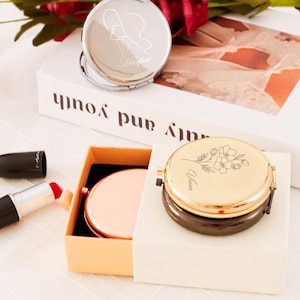 Personalized Wedding Makeup Mirror, Wedding Gift, Custom Bridal Bridesmaid Compact Mirror, Engraved Name Pocket Mirror, Bridal Party Gift