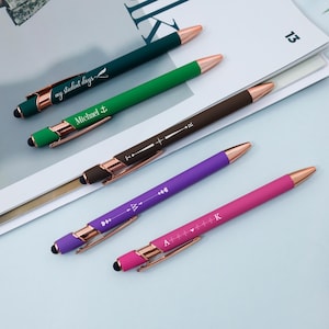 Engraved Name Pens with Soft Touch Personalised Bridesmaids Pens Custom Logo Text Ballpoint Pen Wedding Guests Gift Pens Bridal Party Gifts