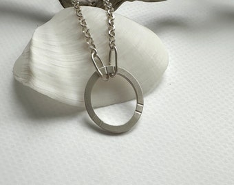 Textured Sterling Silver Oval Pendant Necklace