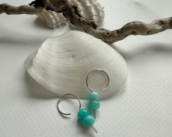 Blue-green drop dangle earrings