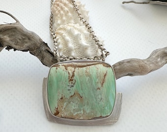 Large Variscite Cabochon One-of-a-kind Necklace