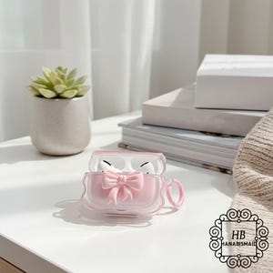 Coquette Pink Ribbon AirPods Case Gradient Clear TPU Cover for AirPods 1/2/3/Pro