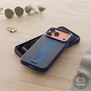 Funda de cuero bicolor Korabo para iPhone 17, 16 y 15 Pro Max, Hybrid Prestige Cover
