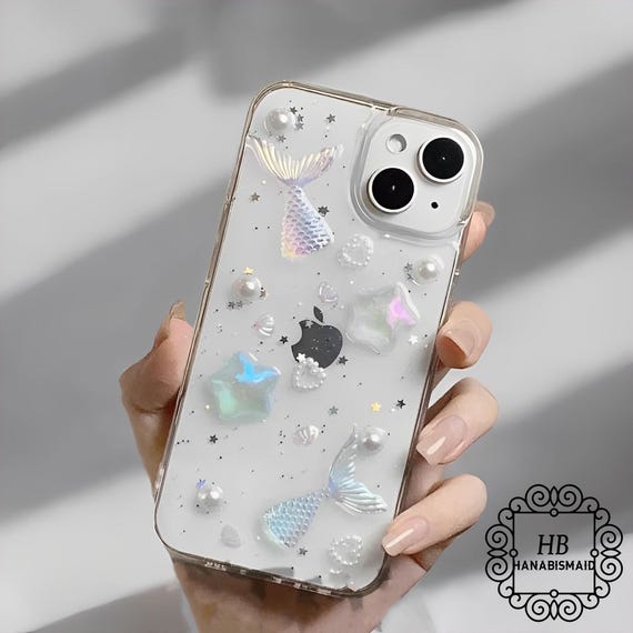 Wavy Mermaid 3D Glitter Case Aesthetic Case for iPhone,Sparkly Phone Case,  Glitter Phone Cover