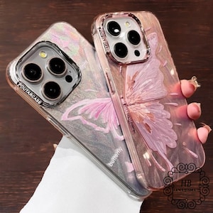 Shiny Butterfly Laser Glitter iPhone Case – Fashionable & Durable, Sparkly Phone Case, Glitter Phone Cover, iPhone Glitter Case