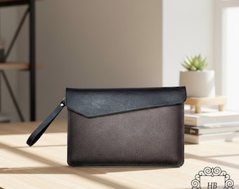 Leather Laptop Sleeve, Dual Tone Minimalist Soft Case for Notebook, Elegant Tech Cover