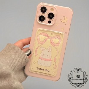 Cute Rabbit Bow Soft Pink Color Case for Iphone, Soft iPhone Cover, Aesthetic Case, Rubber Phone Case, Tpu Case