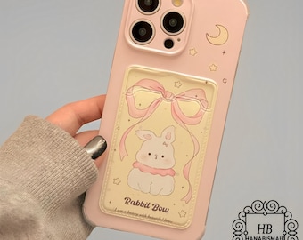 Cute Rabbit Bow Soft Pink Color Case for Iphone, Soft iPhone Cover, Aesthetic Case, Rubber Phone Case, Tpu Case