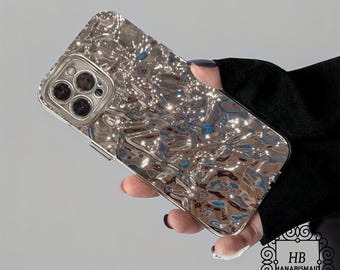 Dream Shell Plating Silver Crush Foil Phone Case for iphone, Soft iPhone Cover, Aesthetic Case, Rubber Phone Case, Tpu Case