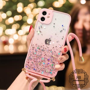 Case Iphone Lanyard Lens Camera Glitter Glitter iphone Case, Sparkly Phone Case, Glitter Phone Cover