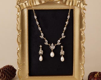 Conjunto de joias de pérolas de água doce naturais para casamento, presente para madrinhas, conjunto de joias em ouro e prata, presente de noiva para ela, conjunto de joias para festa.