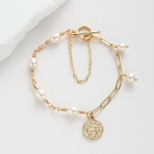 Prawdziwa słodkowodna bransoletka z zawieszkami zodiaku, delikatna perłowa bransoletka z zawieszkami, bransoletka dla kobiet, prezent dla niej, bransoletka zodiaku dla niej, prezent urodzinowy
