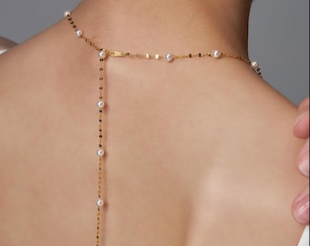 S925 Sterling Silver Lip Chain Pearl Necklace, Minimalist Pearl Backdrop Necklace, Bridal Jewelry Set, Wedding Necklace and Earring Set