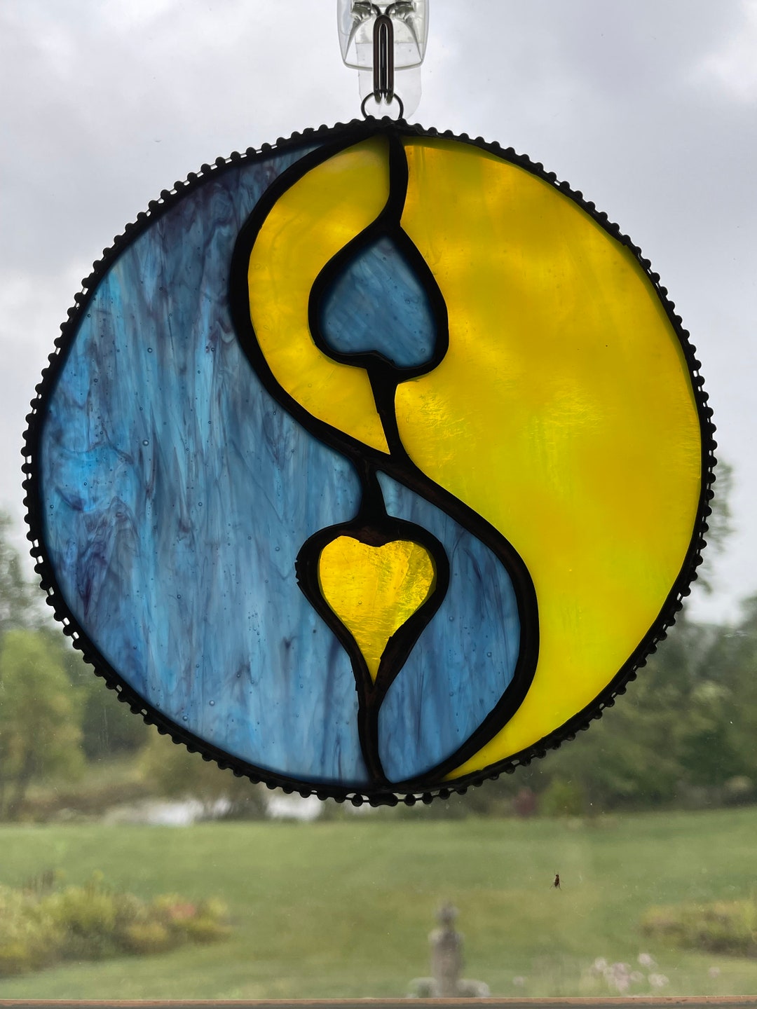 Stained Glass Ying Yang Sun Moon Day Night Suncatcher Etsy
